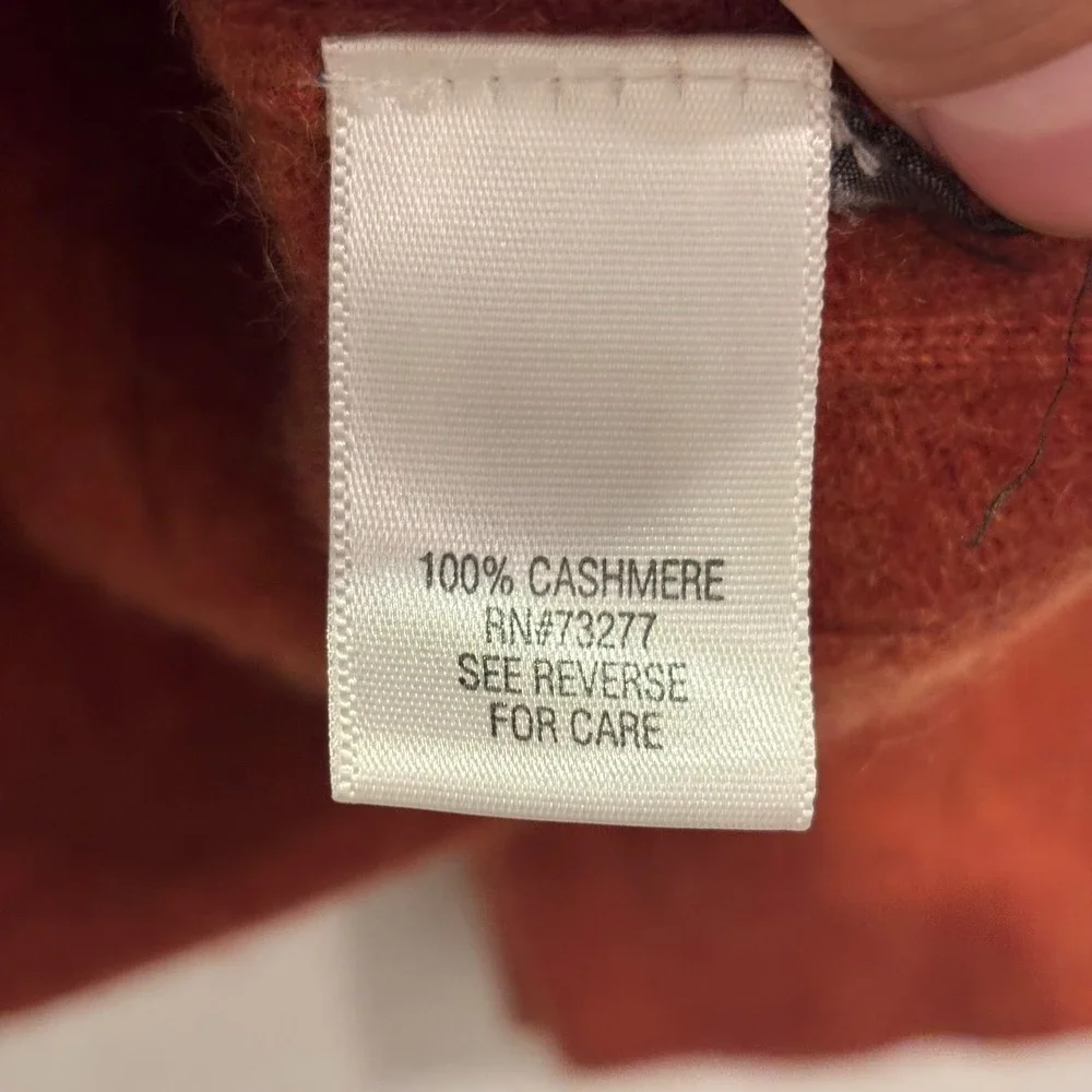 Apt. 9 Mens XXL Burnt Orange 100% Cashmere V-Neck Ribbed Knit Sweater